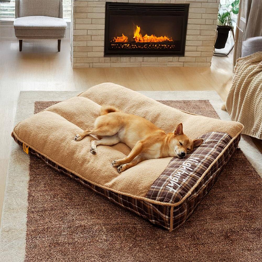 Extra Large Washable Teddy Fluffy Orthopedic Rectangle Dog Bed - Nightnight