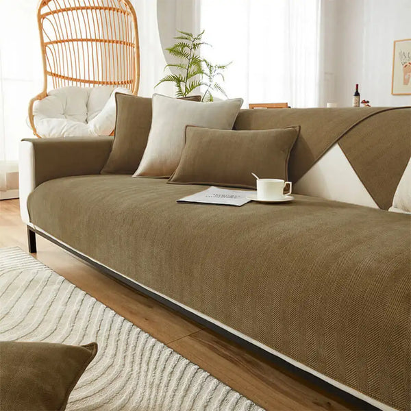 Herringbone Chenille Fabric Waterproof & Antifouling Couch Covers