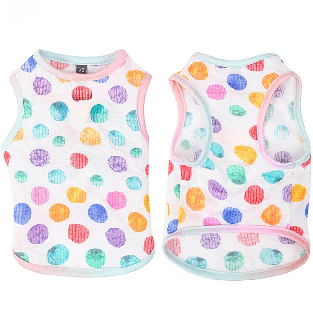 Colorful Polka Dot Pet Tank Top - Lightweight Sleeveless Shirt for Dogs and Cats