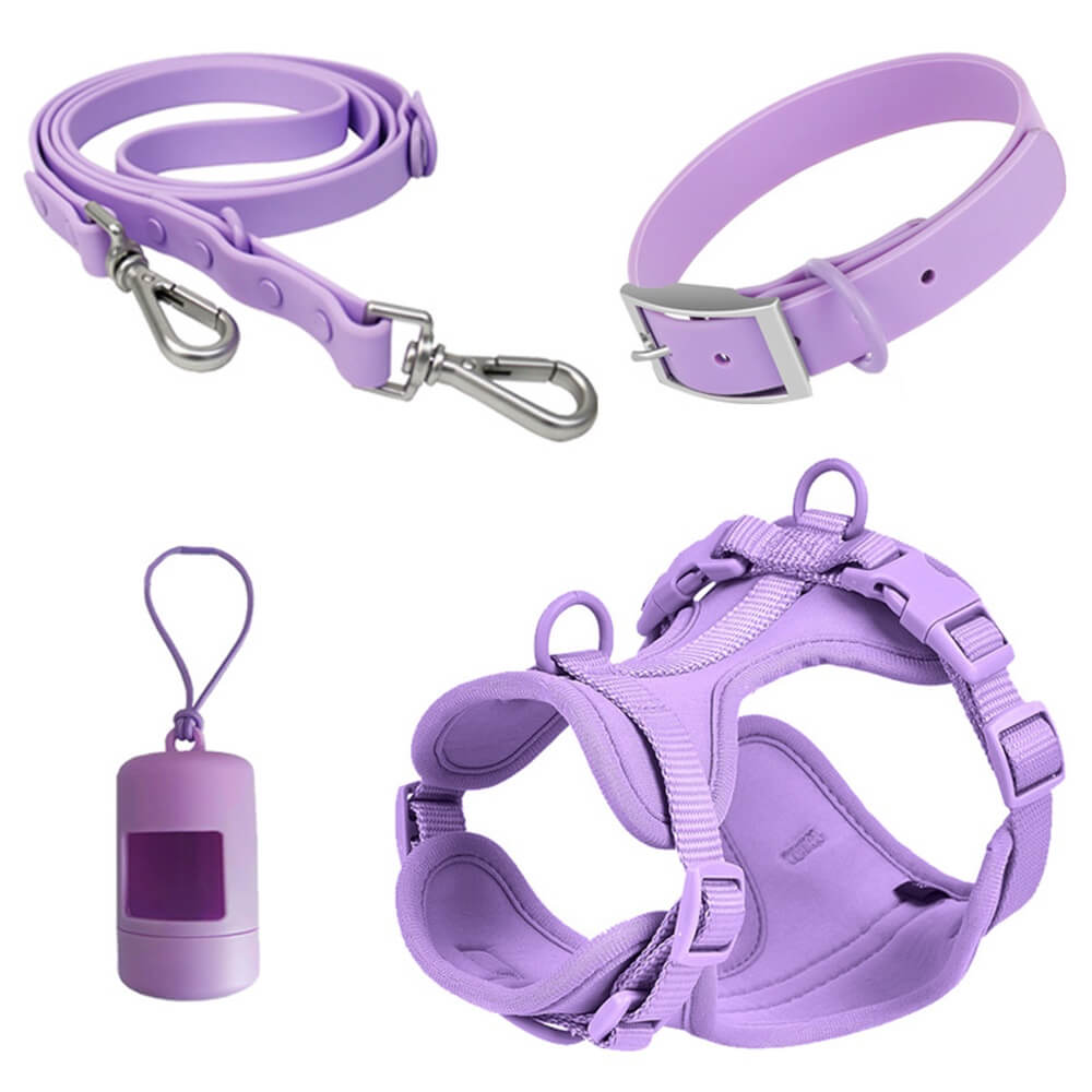 PVC Waterproof Dog Traction Rope | Durable Macron Color Harness&Collar & Dispenser