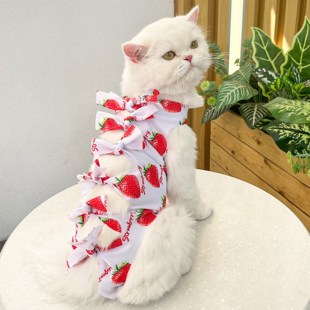 Bowknot Back-Tie Cat Dress - Elegant and Adorable Pet Outfit