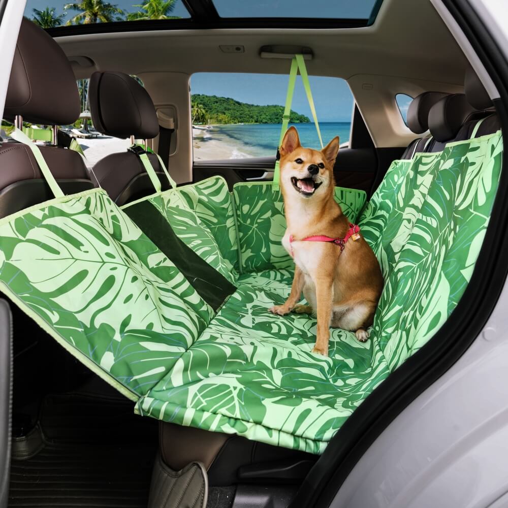 Areca Palm Print Waterproof Dog Car Seat Cover - Tropical Charm