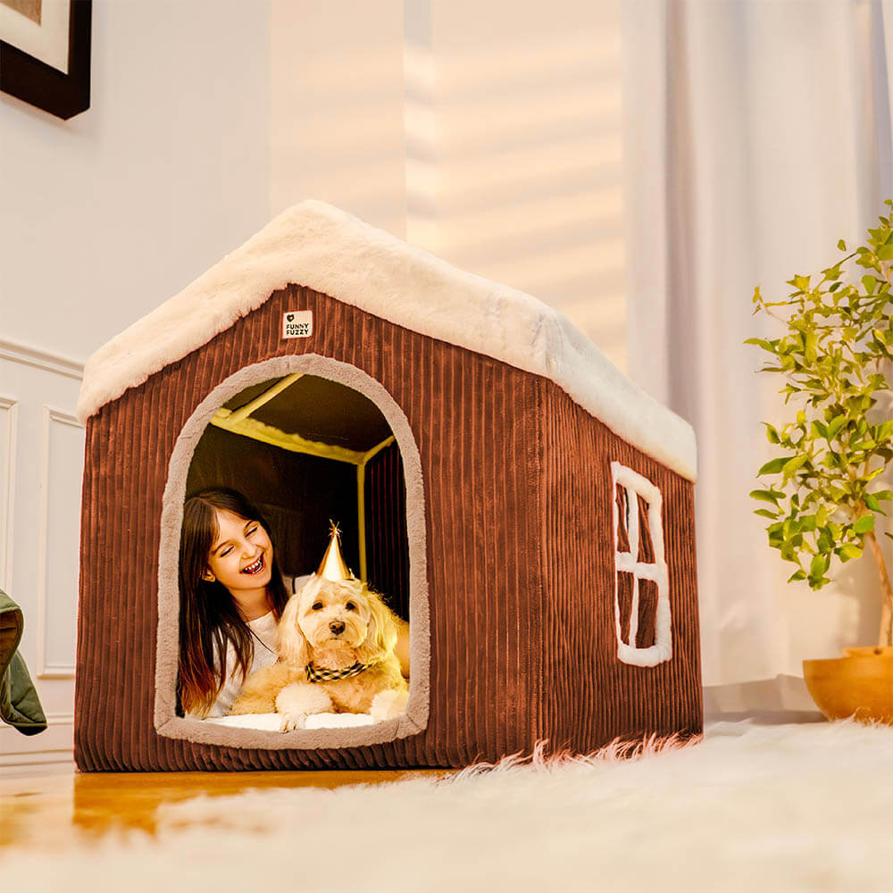 Casa de neve de gengibre para animais de estimação tenda removível grande casinha de cachorro