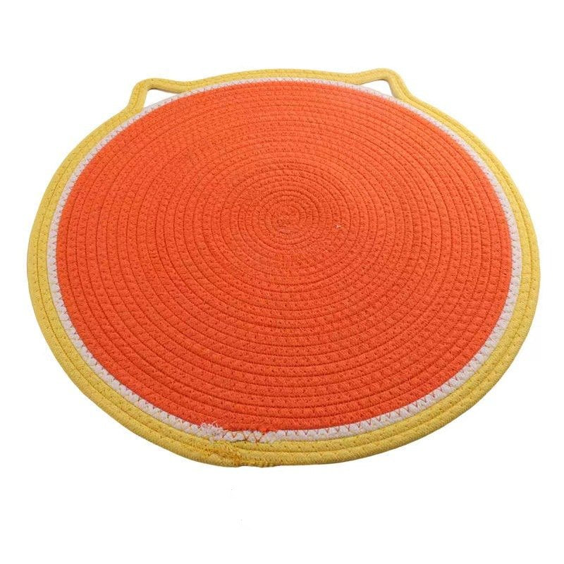 Cat Ears Shape Woven Cotton Rope Mat Cat Scratching Mat