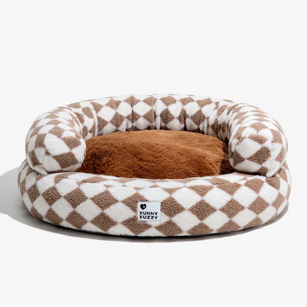 Classic Argyle Washable Bolster Donut Dog Bed - Cozy Haven