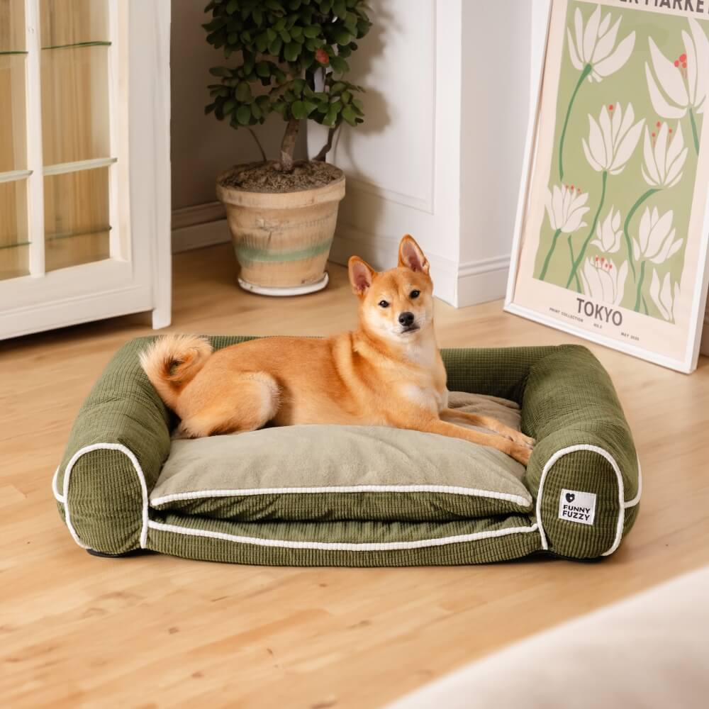 Sofá-cama ortopédico de flanela de dupla camada para cães Deluxe