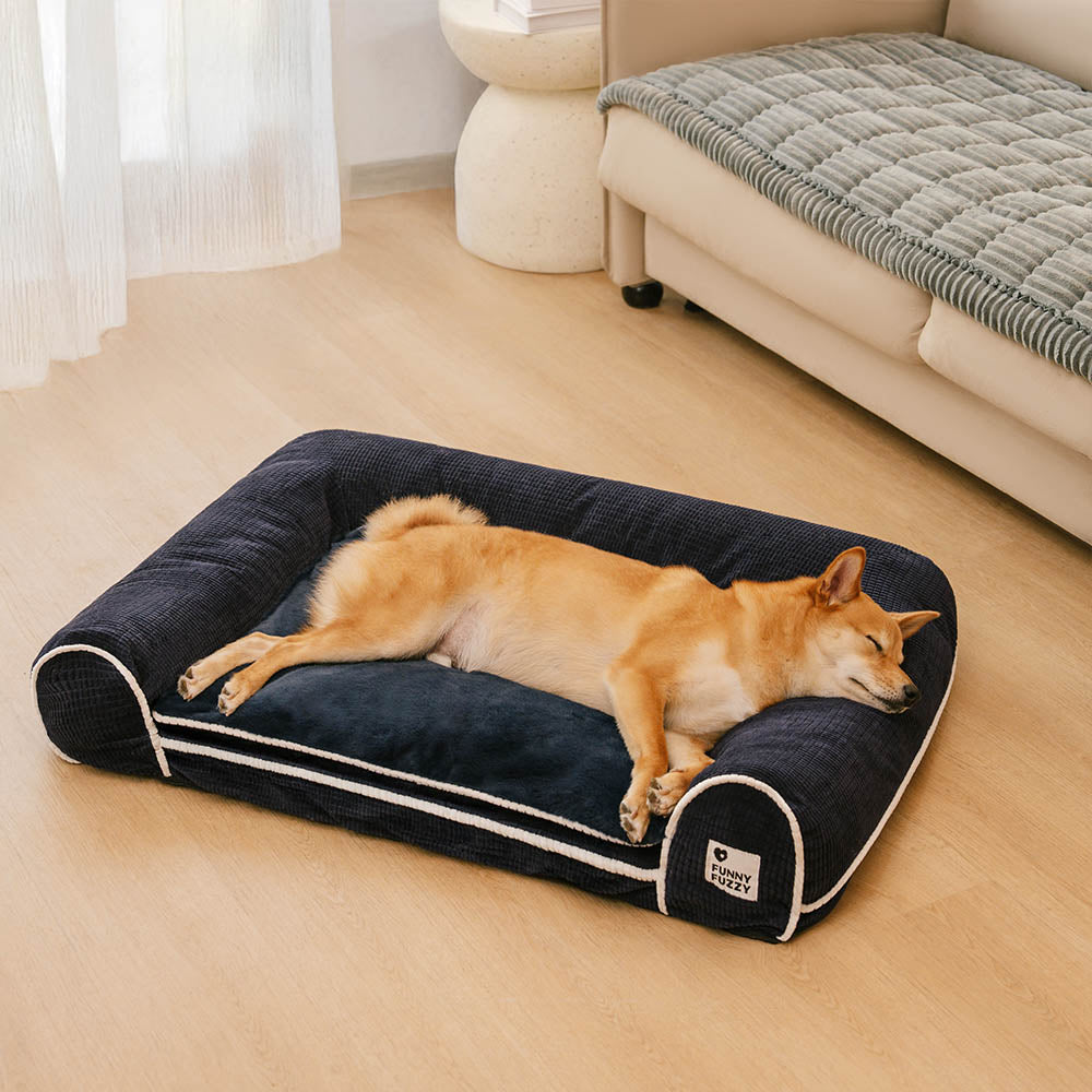 Sofá-cama ortopédico de flanela de dupla camada para cães Deluxe