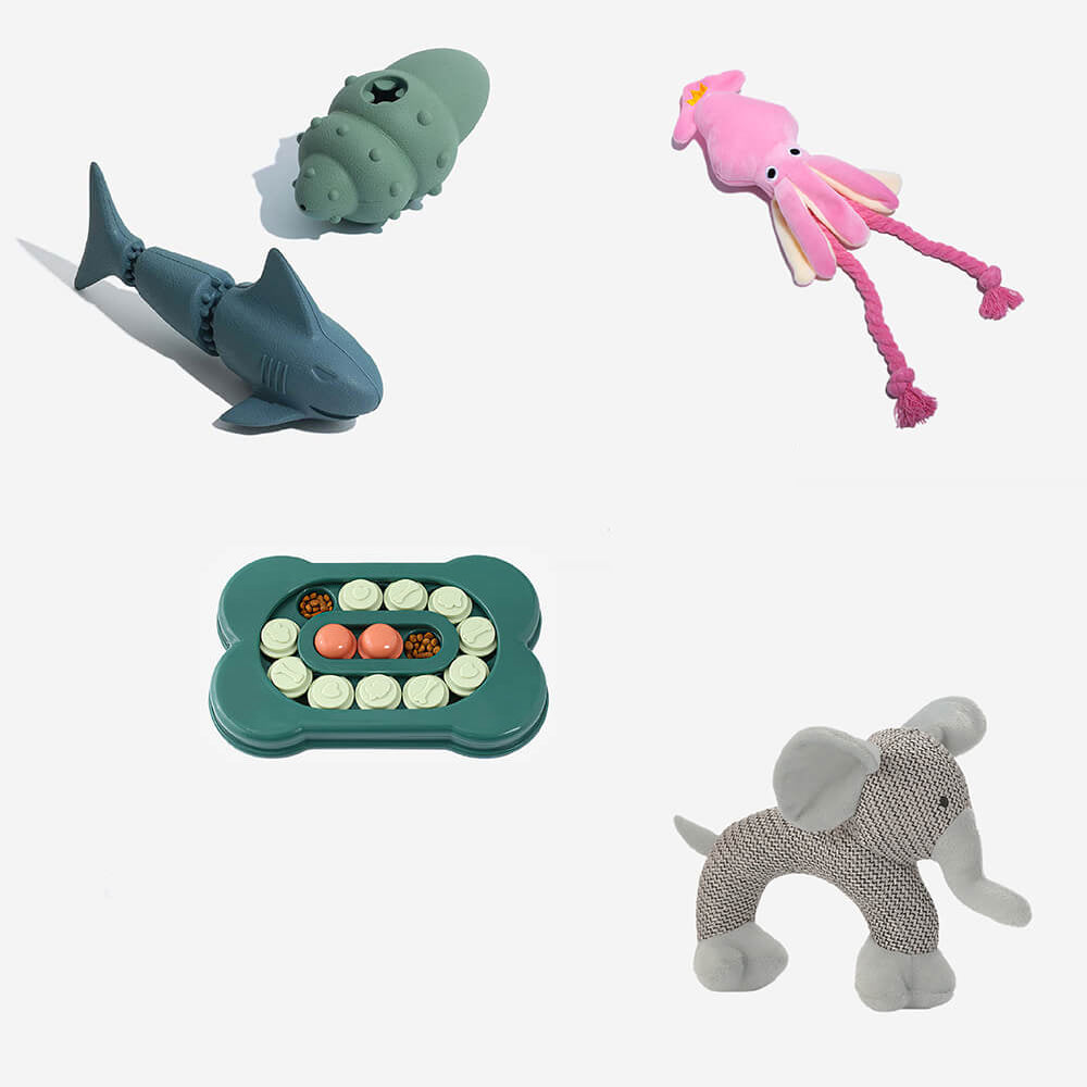 Conjunto de cesta de presente de brinquedo para cachorro | Guloseimas de pelúcia Squeaky Chew lançam brinquedos interativos