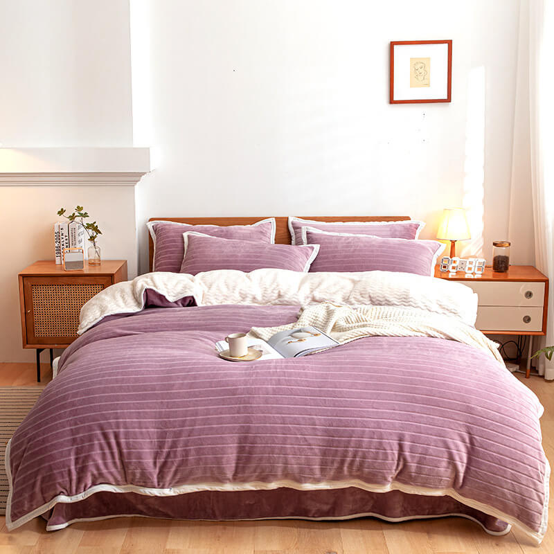 Double-sided Thickened Plush Skin-friendly Comfortable Bed Sheet Set