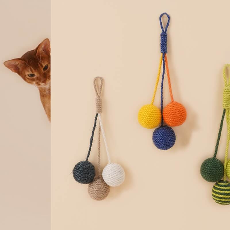 Brinquedo interativo durável para gatos com bola de corda de sisal resistente à mastigação