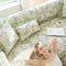 Chenille Floral Ruffle Design Anti-Slip Couch Cover