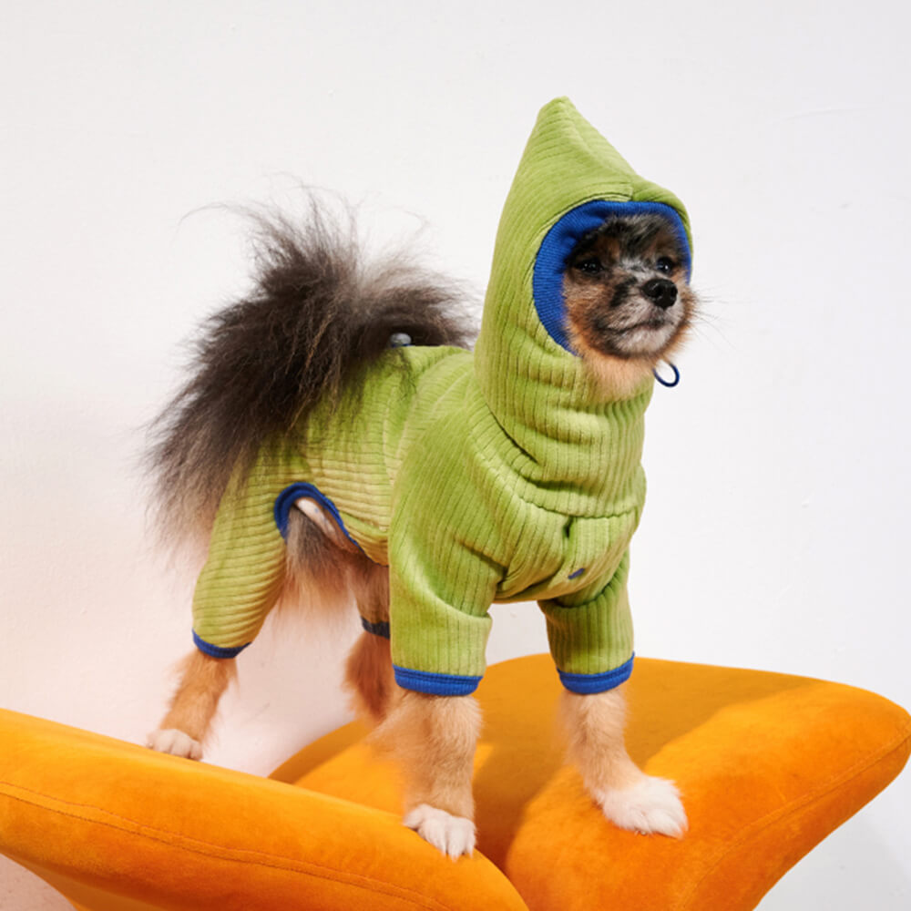 Cozy Corduroy Four-Legged Dog Hoodie Warm Dog Jumpsuit