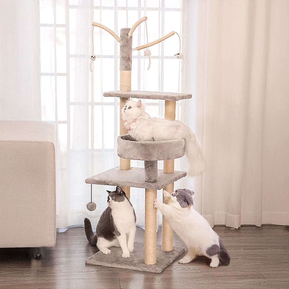 Cozy and Fun Scratch-Resistant Sisal Multi-Level Cat Tree