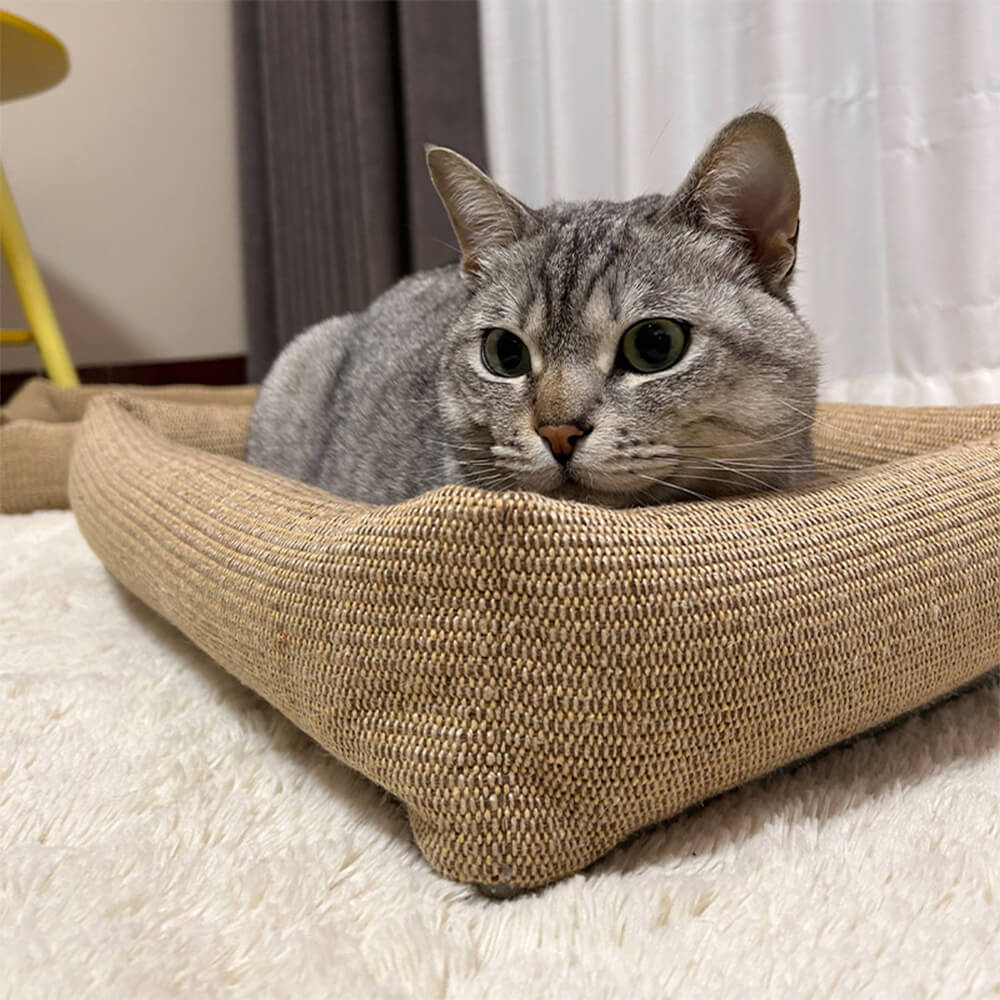 Durable Natural Jute Fiber Scratch-Resistant Cat Bed