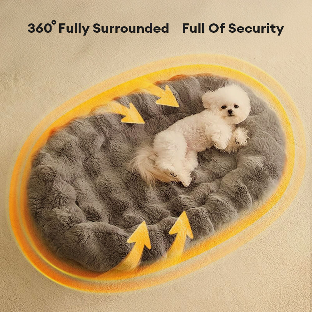 Elliptical Faux Rabbit Fur Sponge Support Multi-Functional Dog & Cat Mat