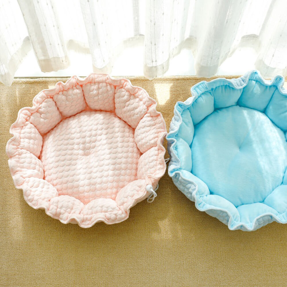 Floral Ruffled Cooling Double-Sided Versatile Dog & Cat Bed