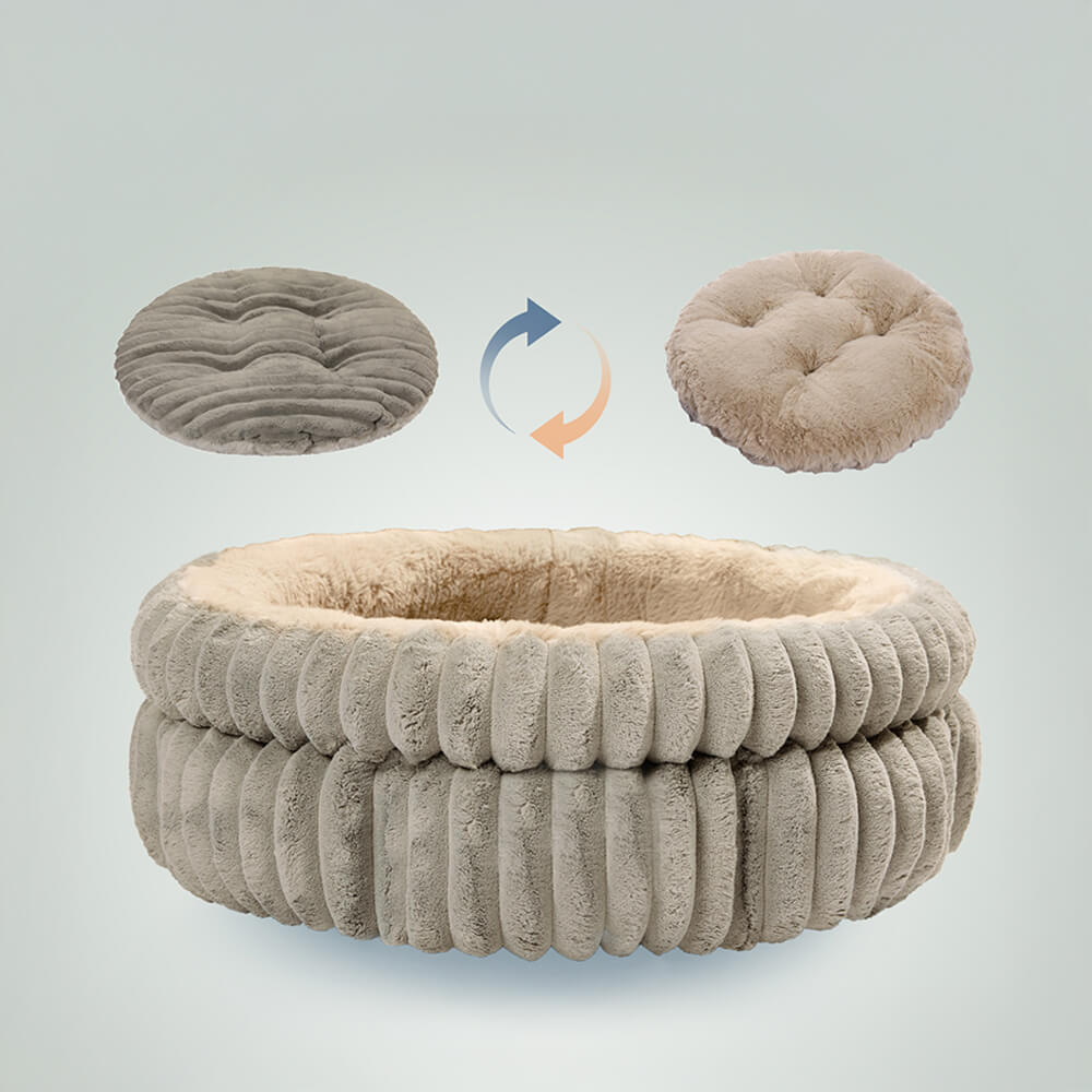 Minimalism Round Warm Milk Velvet Faux Rabbit Fur Dog & Cat Bed