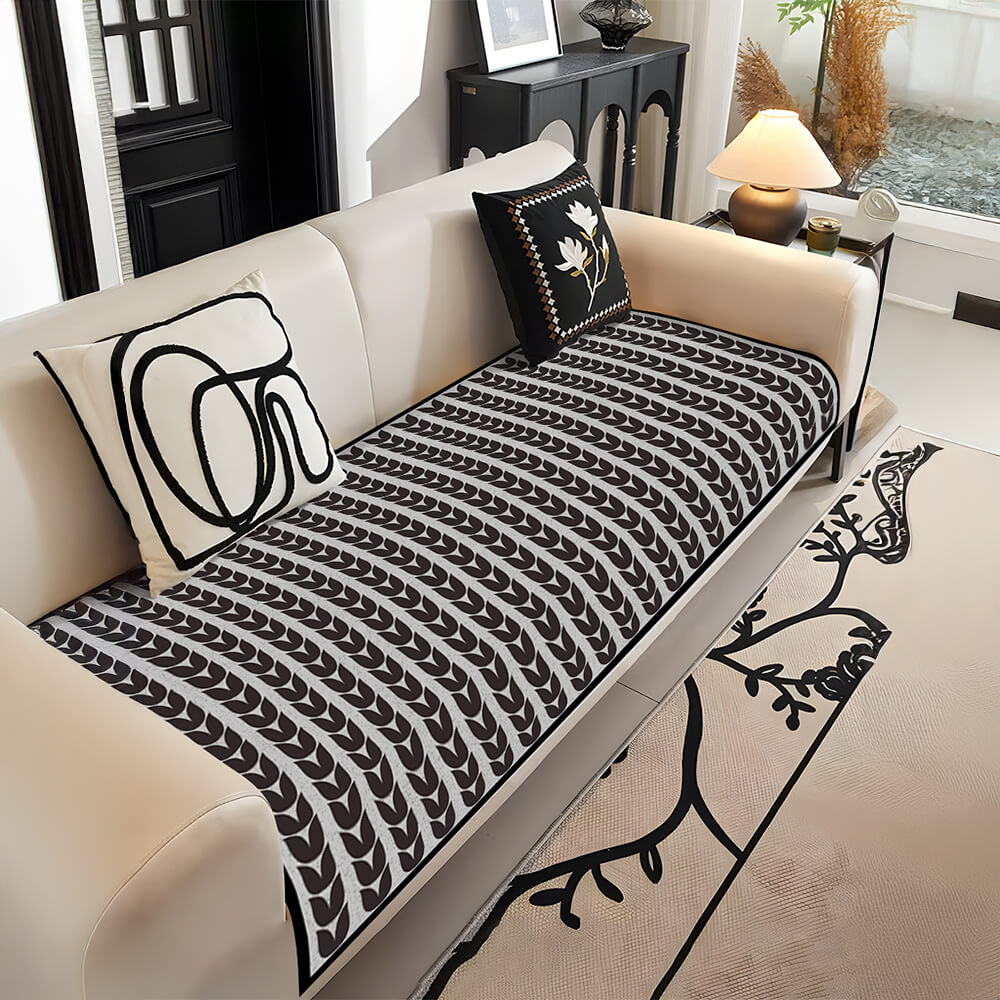 Modern Ice Silk Wheat Pattern Breathable Anti-Slip Couch Cover