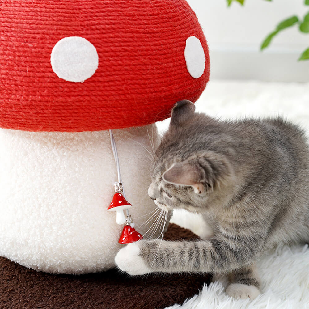 Mushroom-Shaped Natural Sisal Scratching Post for Large Cats