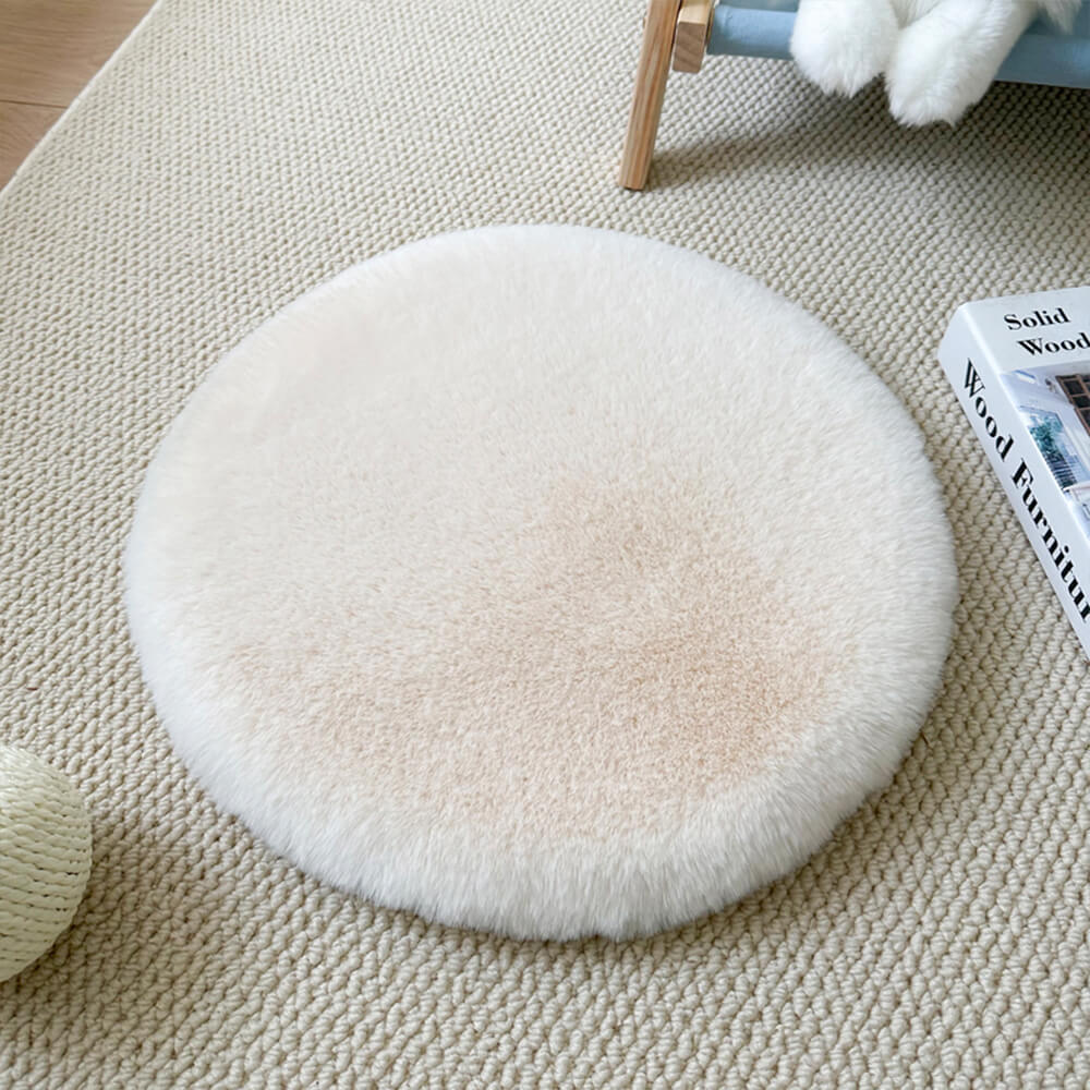 Round Ultra Soft Faux Rabbit Fur Warm Dog & Cat Mat