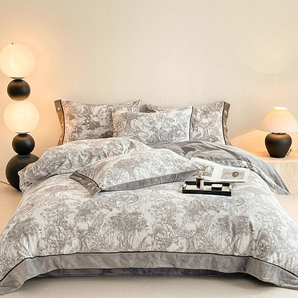 Super Soft Marble Warm Moisture-Wicking Velvet Bed Sheet Set