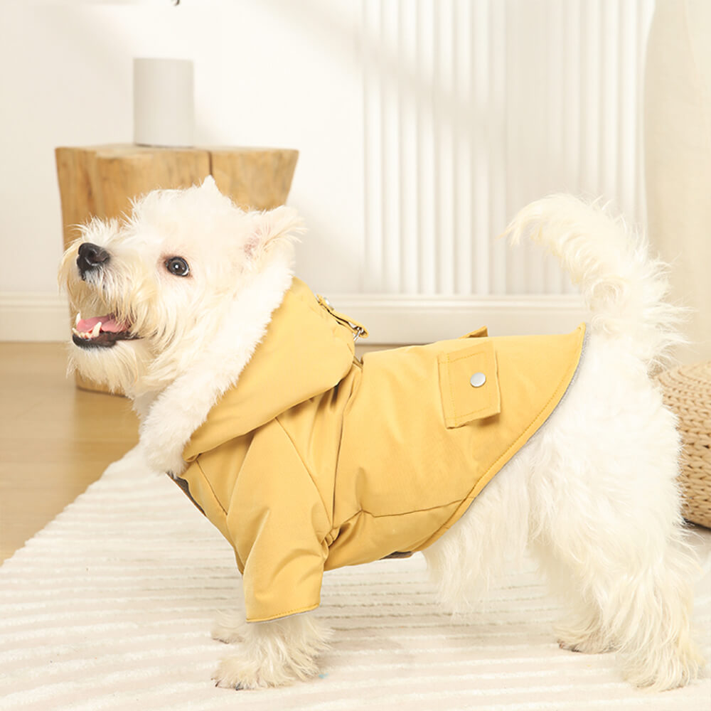 Ultra-Warm Faux Fur Lining Windproof Hooded Dog Coat