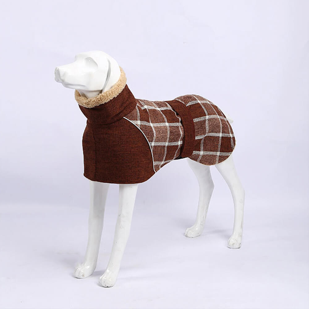 Warm Fleece Plaid Adjustable Turtleneck Dog Jacket