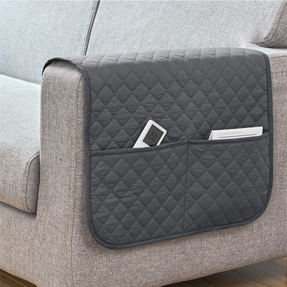 Waterproof Quilted Sofa Armrest Cover with Pockets