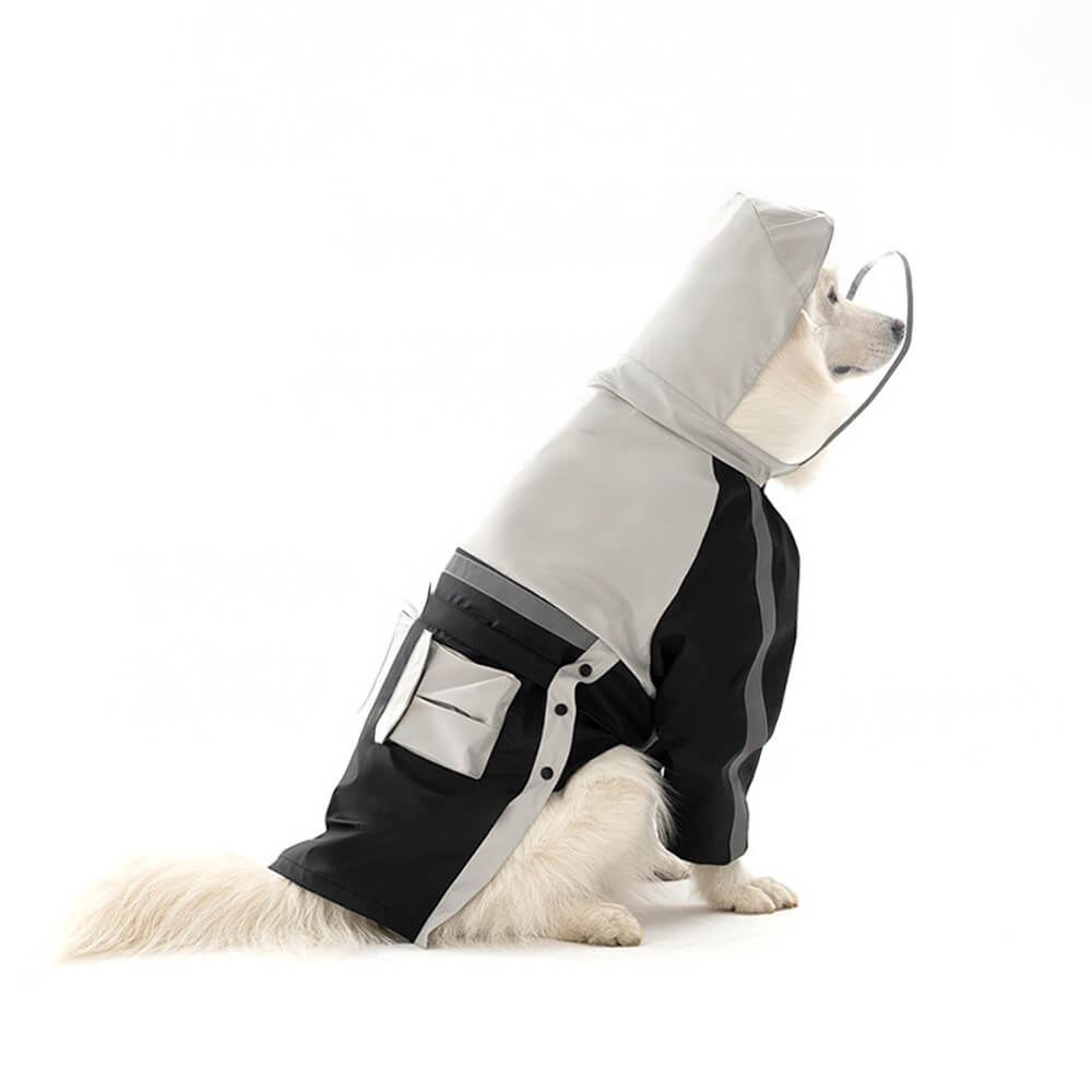 Waterproof Reflective Adjustable Fit Transparent Brim Dog Hooded Raincoat