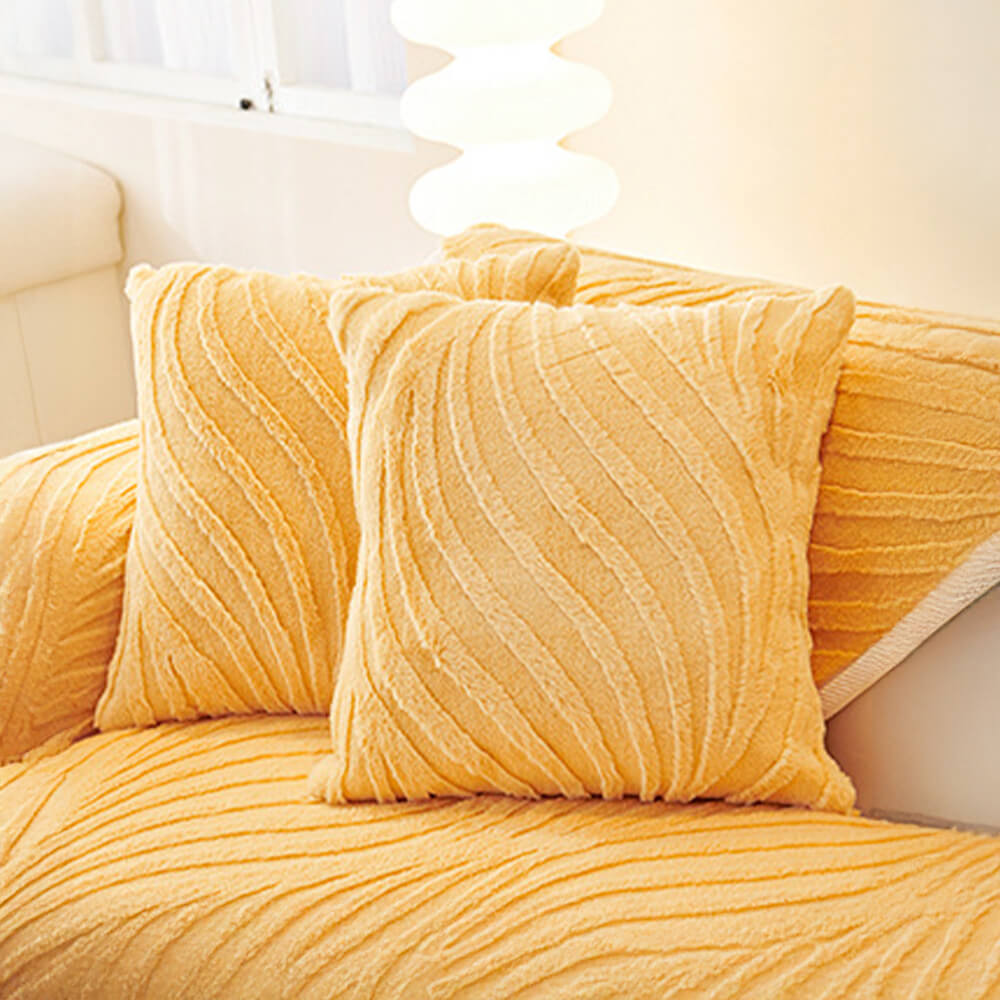 Wave Textured Plush Non-Slip Couch Cover