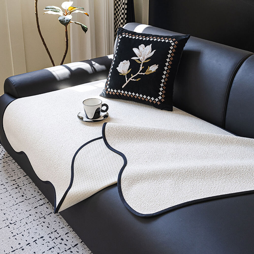 Waterproof Teddy Fleece Non-Slip Straight Couch Cover