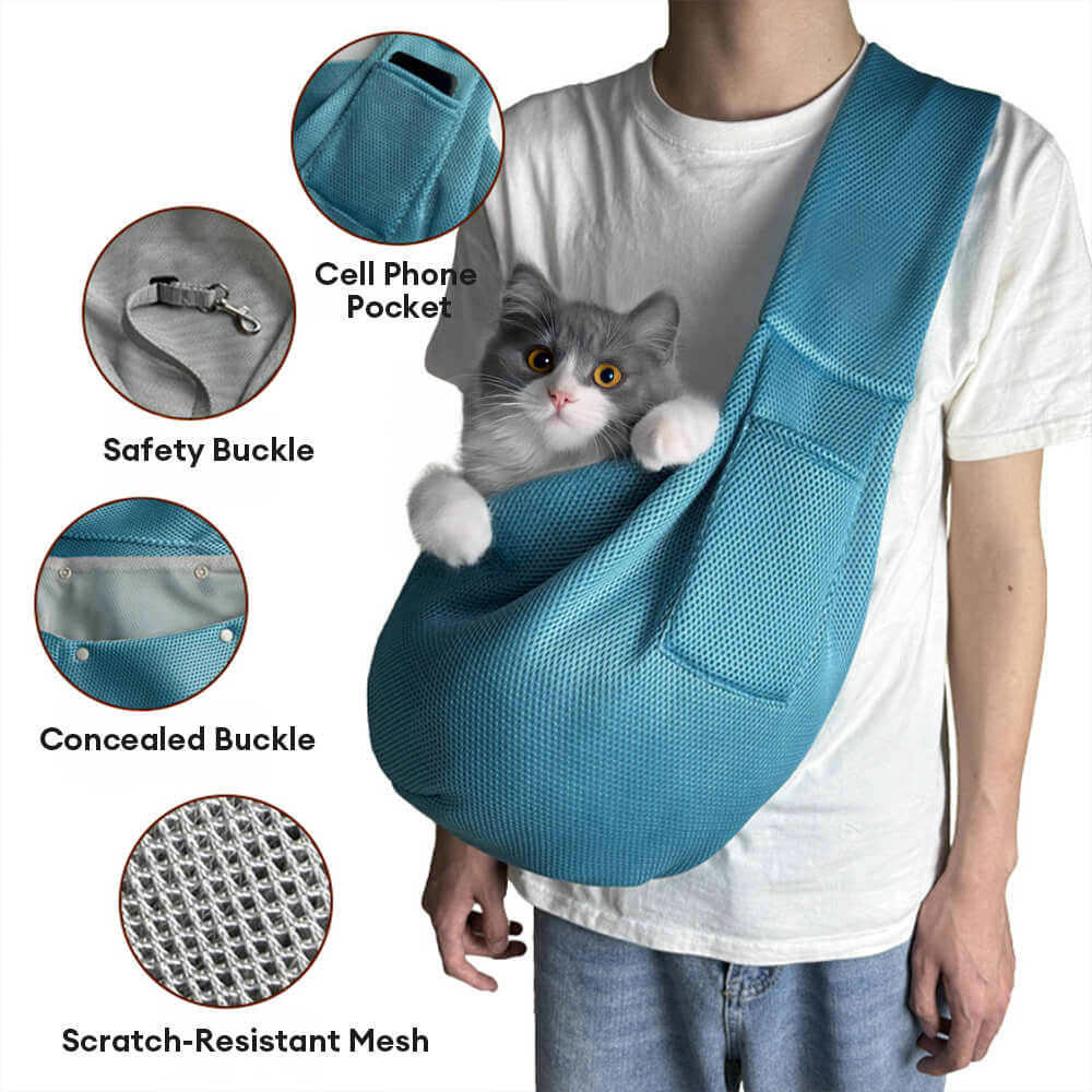 Mesh Breathable Lightweight Portable Crossbody Travel Cat & Dog Carrier Bag
