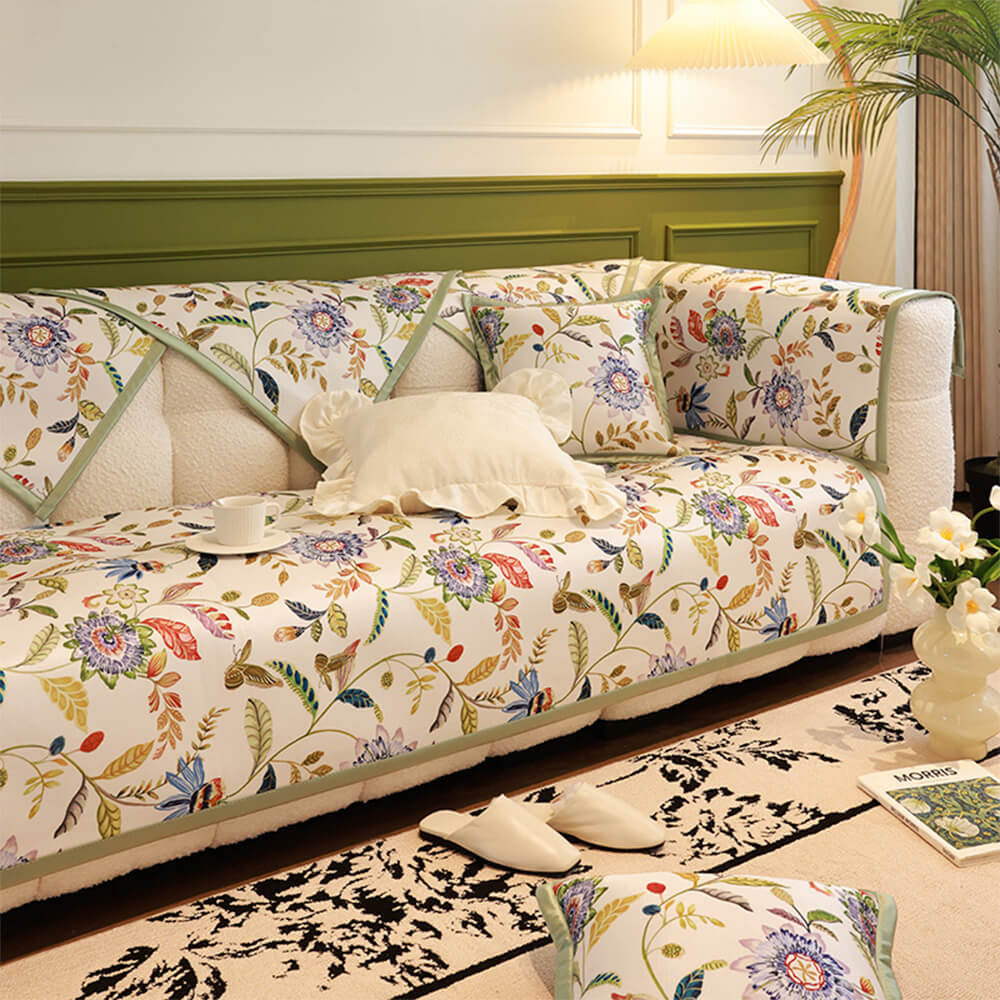 All-Season Cooling Pastoral Floral Couch Cover