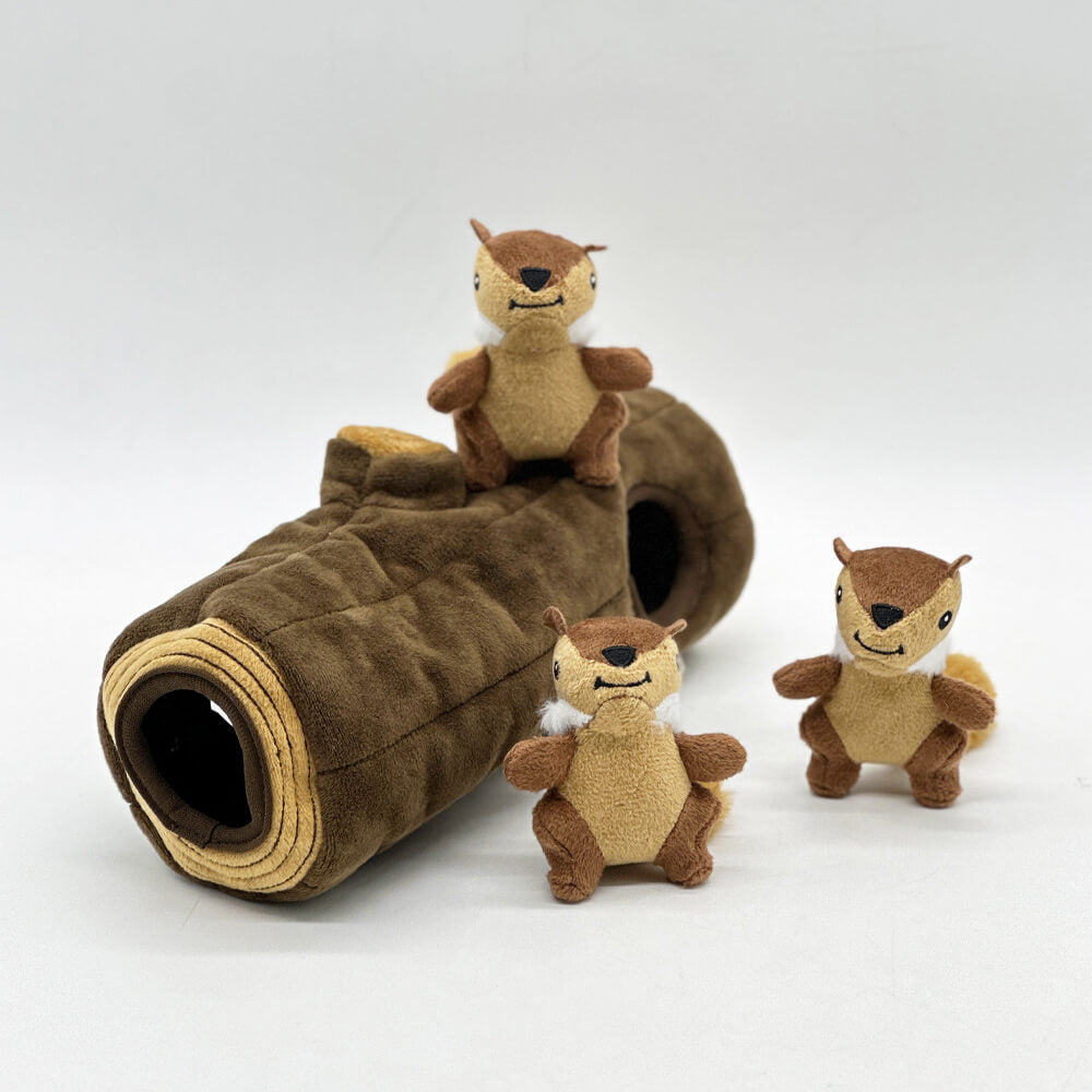 Interactive Squirrel Hide-and-Seek Dog Toy with Tree Trunk