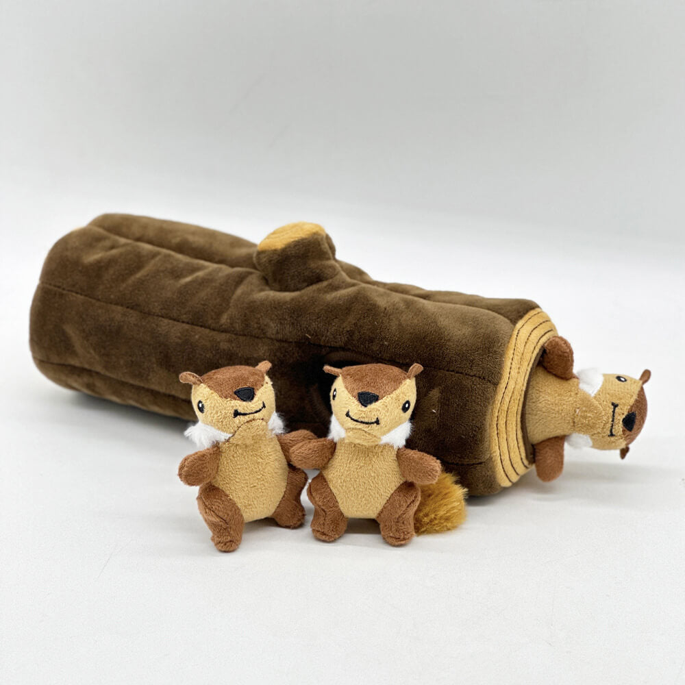 Interactive Squirrel Hide-and-Seek Dog Toy with Tree Trunk