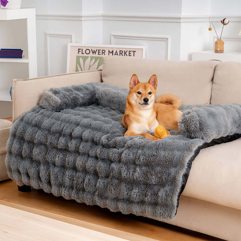 Fluffy Fuzzy Calming Dog Bed Sofa Protector Pet Mat Home Bundle