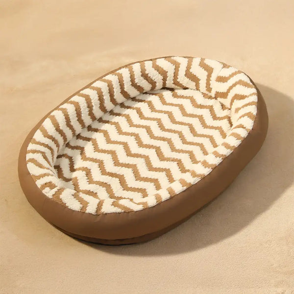 Geometric Wave Pattern Faux Leather Warm Removable And Washable Dog Bed