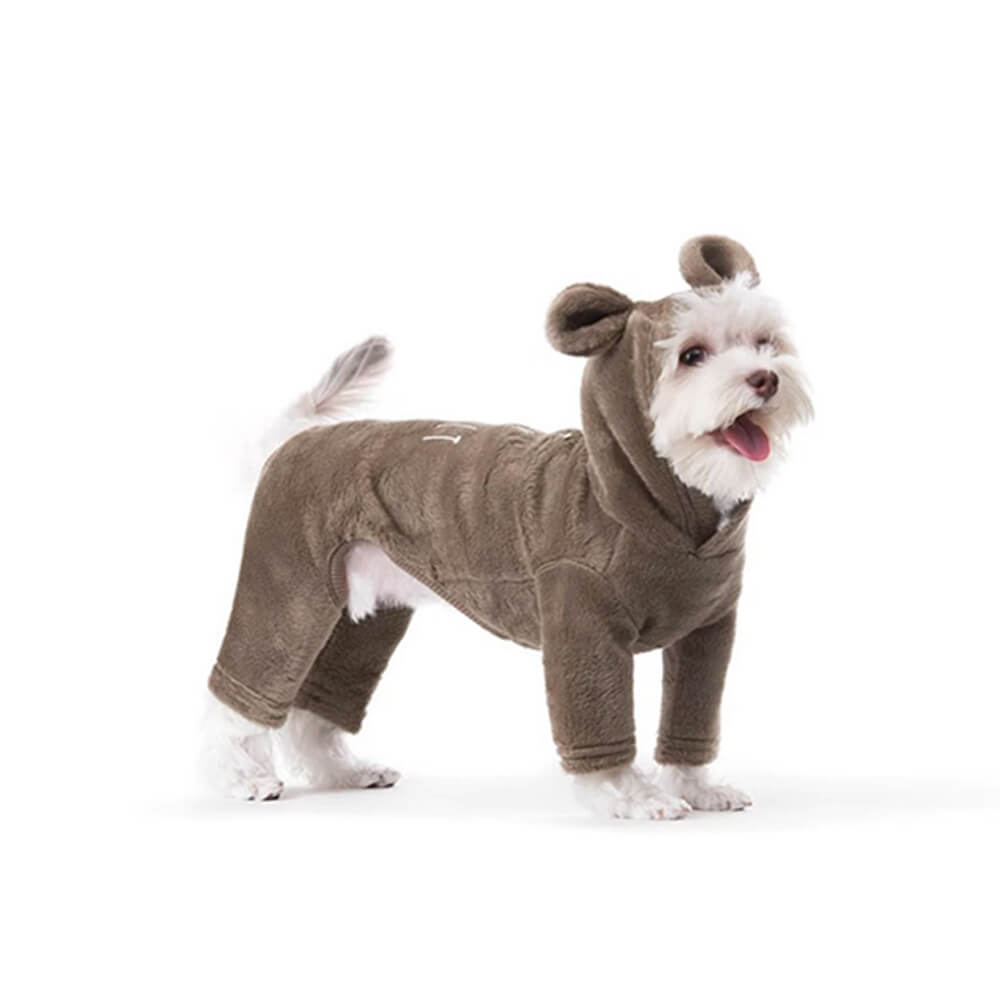 Bear Ear Warm Four-Legged Soft Dog Hoodie Coat