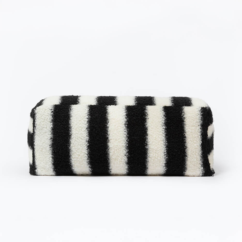 Bold Striped Faux Lambswool Wide Armrest Dog & Cat Sofa Bed