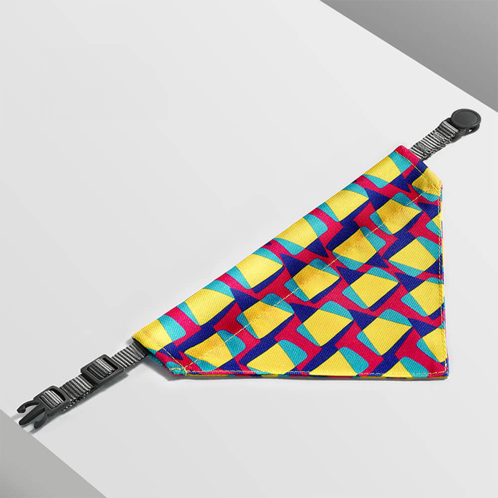 Bright Geometric Adjustable Nylon Dog Triangle Bandana Scarf