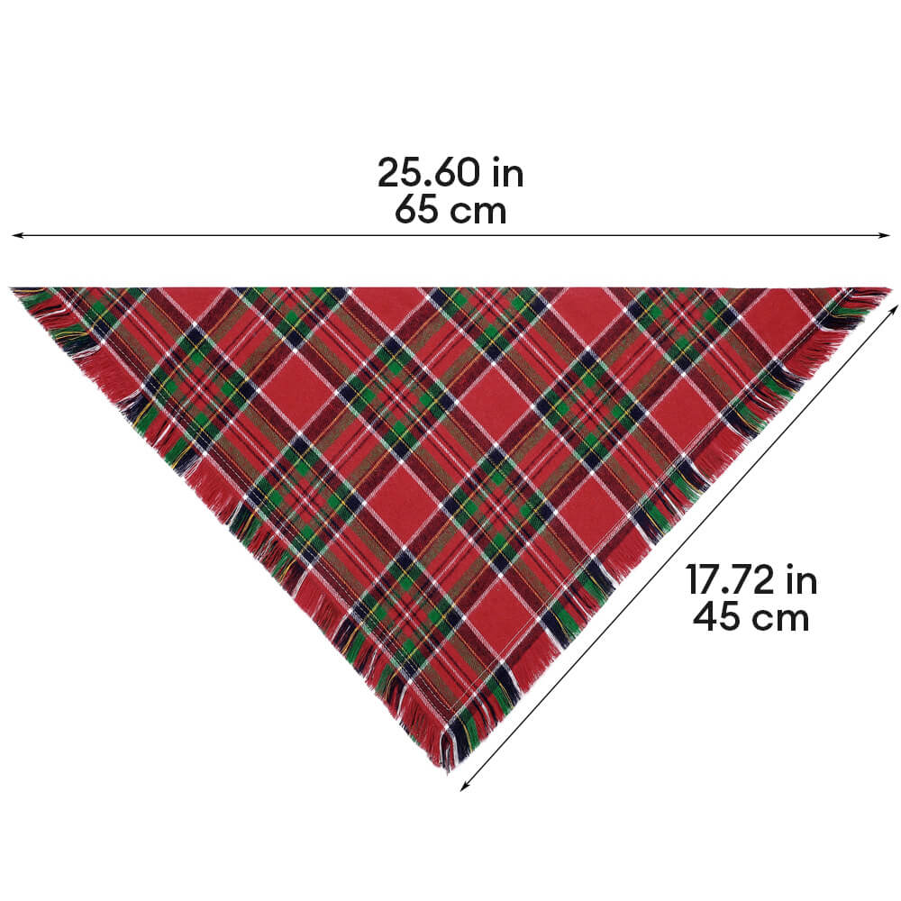 Christmas Plaid Durable Double-Stitched Seams Warm Dog Bandana