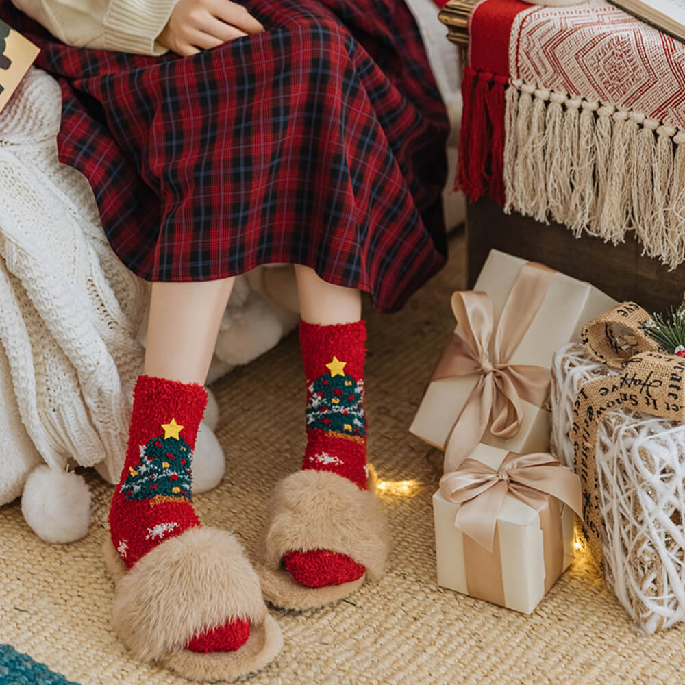 Christmas Santa Claus Knitted Scarf Matching Socks For Pet And Owner