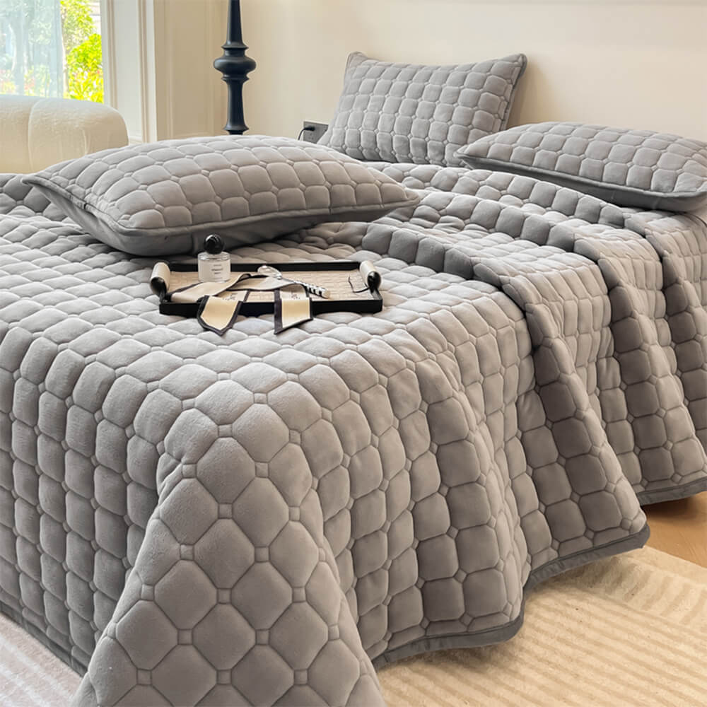 Classic Plush Soft Velvet Quilted Protector Bedspread