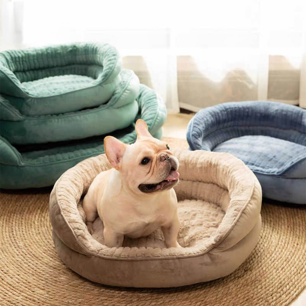 Plush Comfort Round Supportive Bolster Dog & Cat Bed