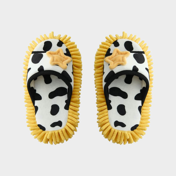 Cow-Print Plush Pet Bed & Matching Slippers Set