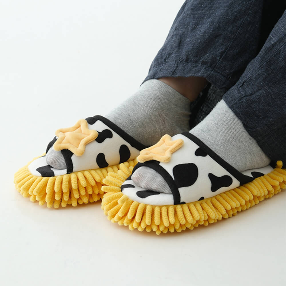 Cow-Print Plush Pet Bed & Matching Slippers Set