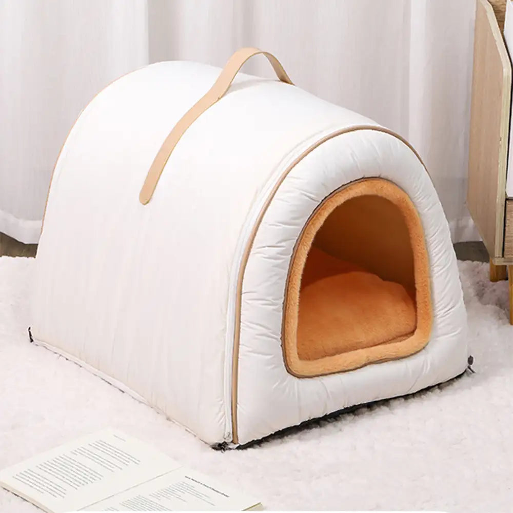 Cozy Enclosed Water-Repellent Washable Cat Cave Deep Sleep Dog Bed
