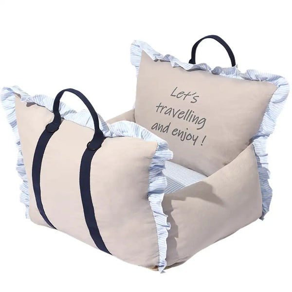 Cozy Ruffled Soft Washable Pet Travel Dog Car Seat Bed
