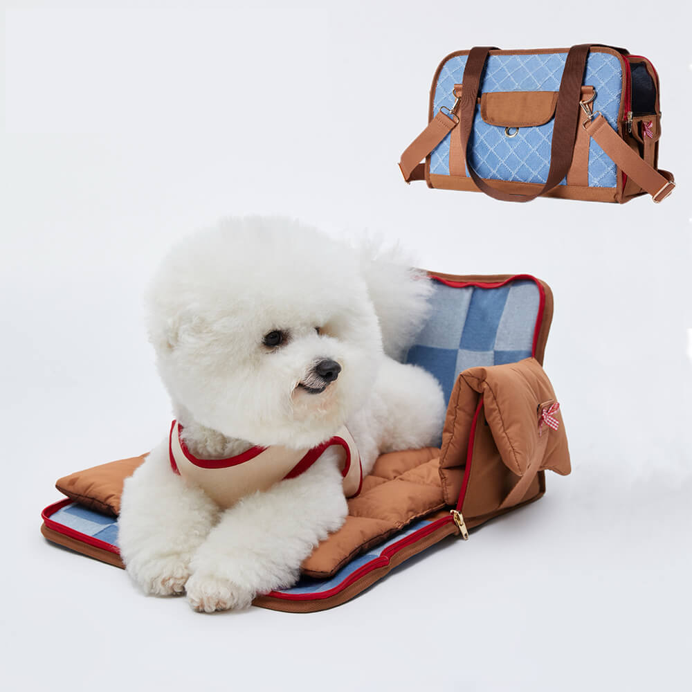 Denim Retro Plaid Multi-Use Pet Bag