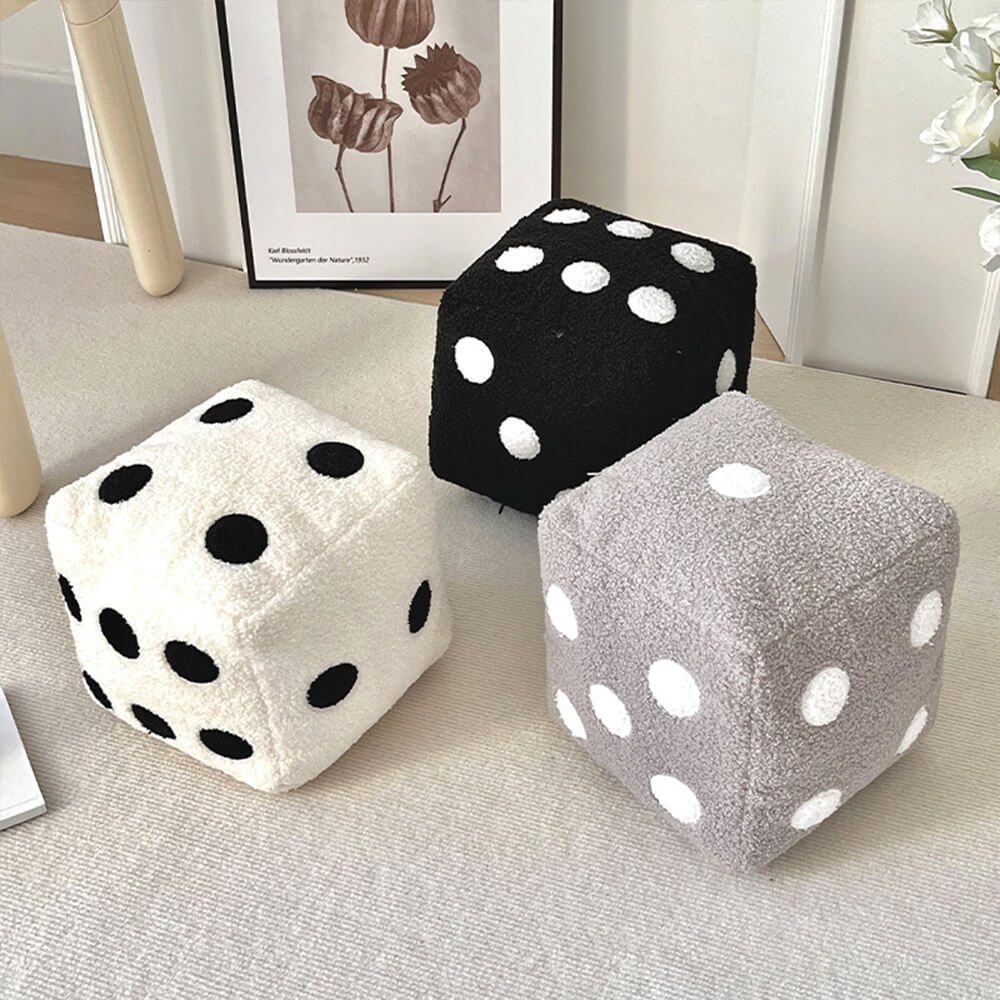 Dice-Shaped Faux Lambswool Sofa Pillow Decorative Cushion